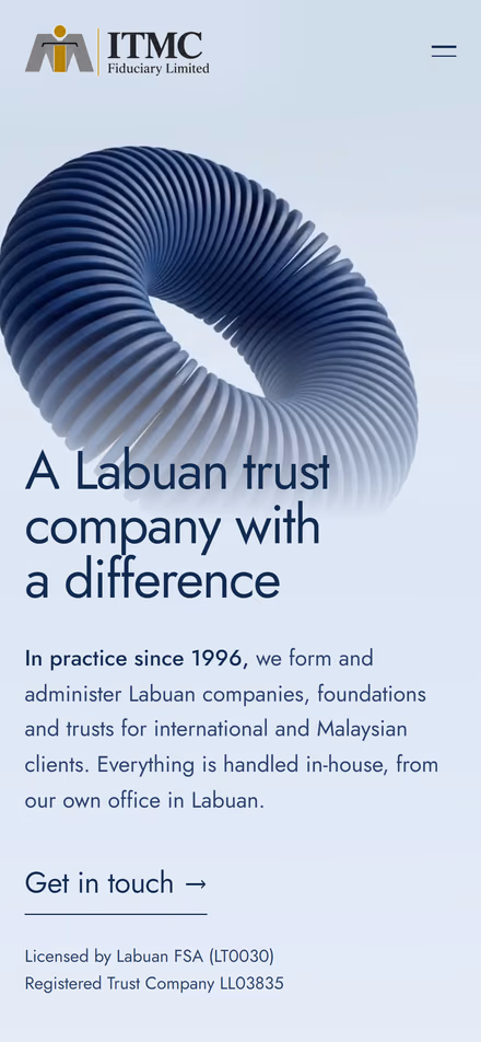 ITMC Fiduciary homepage on a phone